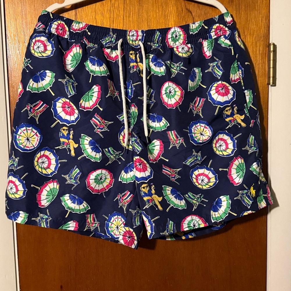 Colorful Beach Umbrella Polo Bear Swim Shorts. New without tags